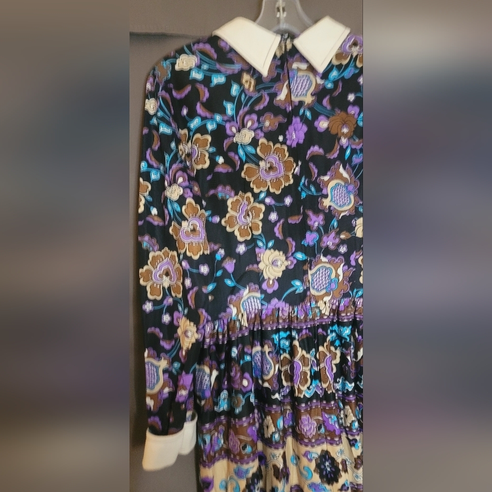 Joan Curtis Vintage Maxi Dress Bright Floral Print Garden Party 70s - Picture 10 of 16
